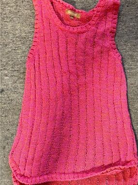Ellen Tracy Hot Pink Open-Knit Sweater tank top
